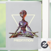 Meditatie. Alien in rustige houding Raamsticker (Huis)