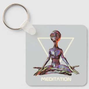 Meditatie. Alien in rustige houding Sleutelhanger