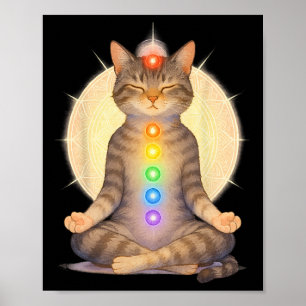 Meditatie Chakra Kat Yoga Spirituele Kattenliefheb Poster