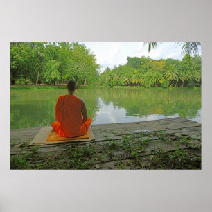 meditatie door het poster van het meer