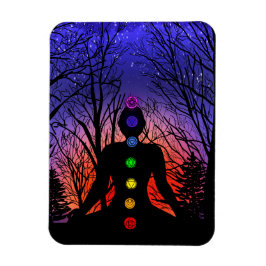 Meditatie en de bomen op een sterrenavond om 's na magneet