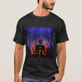 Meditatie en de bomen op een sterrennacht t-shirt
