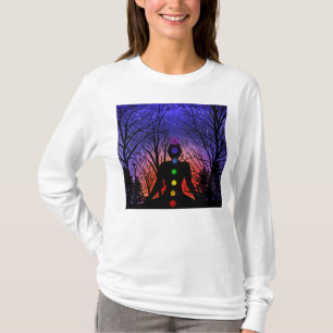 Meditatie en de bomen op een sterrennacht t-shirt