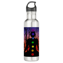 Meditatie en de bomen op een sterrennacht waterfles 