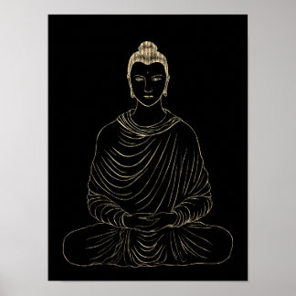 Meditatie Gouden Boeddha Poster