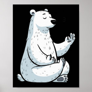 Meditatie Ijsbeer Yoga Houding Ontspannend Dier Poster