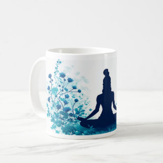 Meditatie Illustratie Mok - Serene Blue Floral