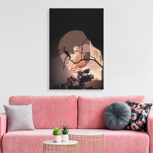 Meditatie in een Ethiopiër door het raam Canvas Afdruk (Insitu (Woonkamer))