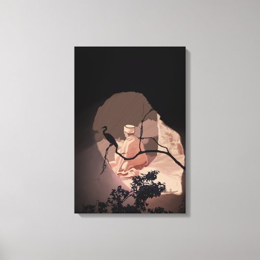 Meditatie in een Ethiopiër door het raam Canvas Afdruk (Voorkant)