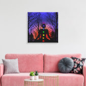 Meditatie in het park | Yoga, Trees en Sunset Canvas Afdruk (Insitu (Woonkamer))