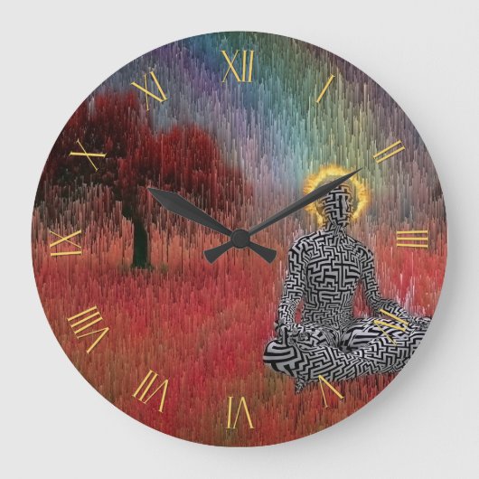 Meditatie in het surrealistische landschap grote klok (Voorkant)