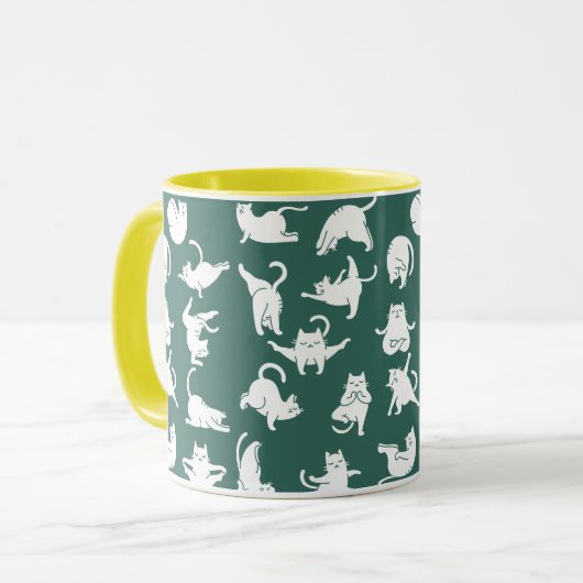 Meditatie Katten in Yoga Poses Two-Tone Coffee Mok (Voorkant links)