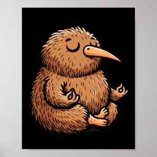 Meditatie Kiwi Vogel Yoga Houding Ontspannend Dier Poster