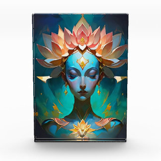 MEDITATIE LOTUS GODIN SPIRITUELE KUNST POSTER FOTOBLOKKEN
