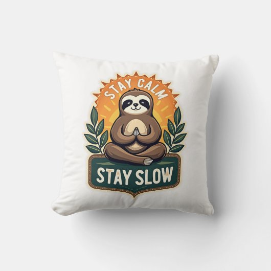 Meditatie Luiaard Vintage Ontspannen Geest T-Shirt Kussen (Voorkant)