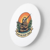 Meditatie Luiaard Vintage Ontspannen Humor Ontwerp Grote Klok (Hoek)