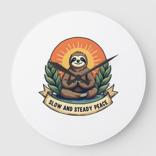 Meditatie Luiaard Vintage Ontspannen Humor Ontwerp Grote Klok (Voorkant)