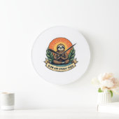 Meditatie Luiaard Vintage Ontspannen Humor Ontwerp Grote Klok (Huis)