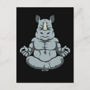 Meditatie-Mannen Rhinoceros Yoga Gift Namaste Rhin Briefkaart