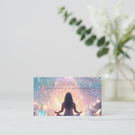 Meditatie pastel glanzend universum piramide visitekaartje (Staand voorkant)