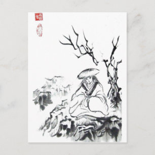 Meditatie Samurai-Briefkaart Briefkaart