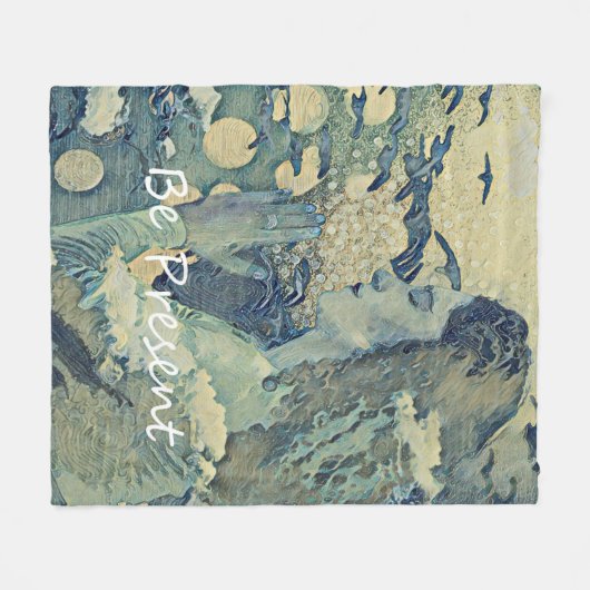 Meditatie Spiritueel Gebed Vrouw Blauw Slaap Fleece Deken (Voorkant (Horizontaal))