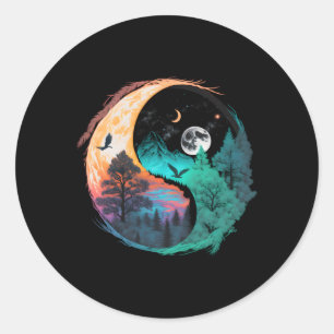 Meditatie Taoïsme Yin Yang Symbool op Natuur Taiji Ronde Sticker