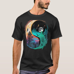 Meditatie Taoïsme Yin Yang Symbool op Natuur Taiji T-shirt
