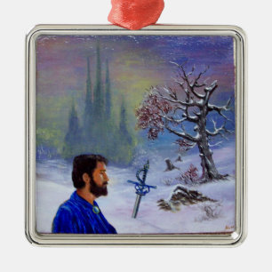 MEDITATIE VAN EEN RIDDER METALEN ORNAMENT