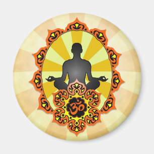Meditatie Yoga Aum, oranje en geel Magneet
