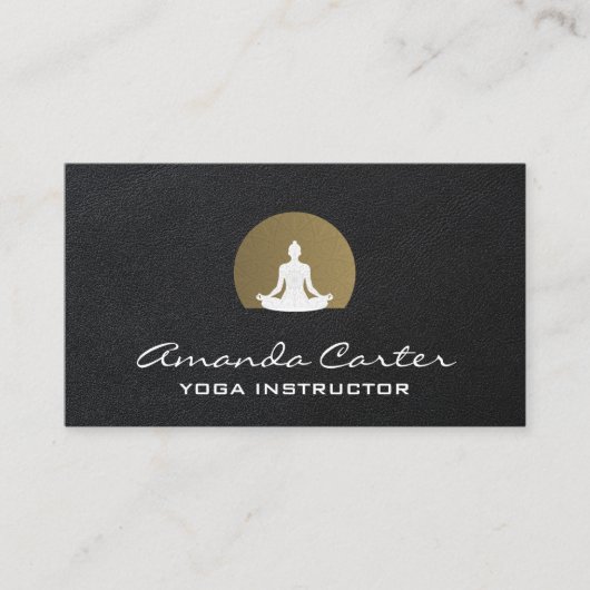 Meditatie Yoga Zitten | Leren Achtergrond Visitekaartje (Voorkant)