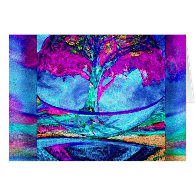 Meditatieboom van het leven in Paars (Voorkant Horizontaal)