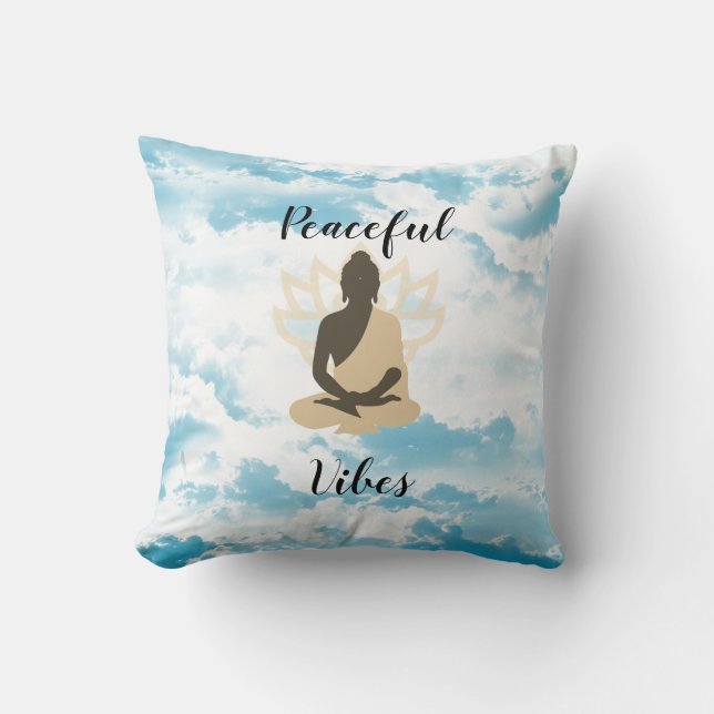 Meditatieve Boeddha Peaceful Vibes Kussen (Voorkant)