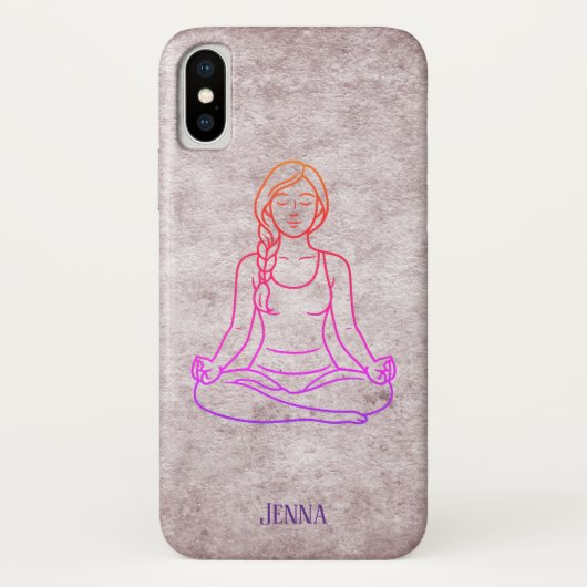 Meditatieve Dame Aangepaste Naam Case-Mate iPhone Case (Achterkant)