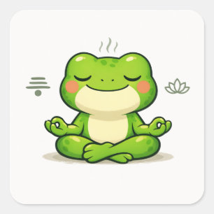 Meditatieve Kikker Zen Illustratie Vierkante Sticker