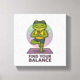 Meditatieve kikkerkunst - Vind uw balans Poster" Canvas Afdruk