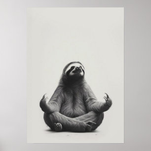Meditatieve luiaard in lotushouding poster