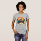 Meditatieve Luiaard Vintage Ontspannen Humor Desig T-shirt (Voorkant volledig)