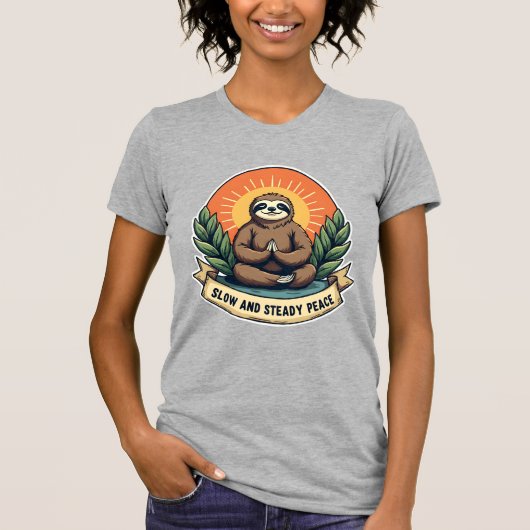 Meditatieve Luiaard Vintage Ontspannen Humor Desig T-shirt (Voorkant)