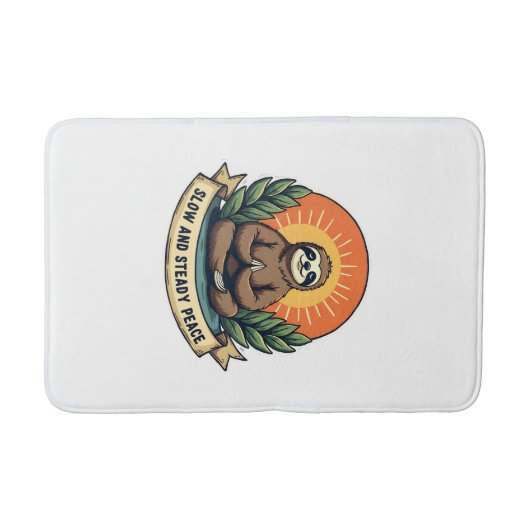 Meditatieve Luiaard Vintage Ontspannen Humor Ontwe Badmat (Voorkant)