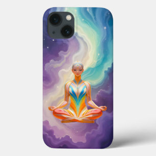 Meditatieve vrouw en zachte pastelenergie iPhone 13 hoesje