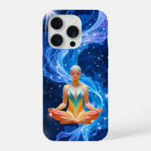 Meditatieve vrouw met vloeiende energie