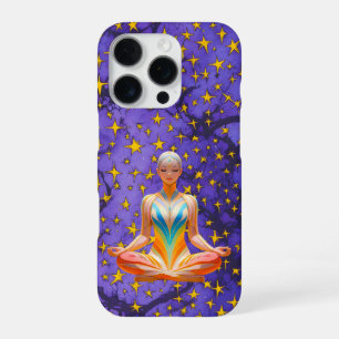 Meditatieve Vrouw & Uniek Sterrenpatroon Ontwerp iPhone 16 Pro Hoesje