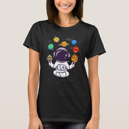 Meditating Astronau Astronomy Space Solar System Y T-shirt (Voorkant)
