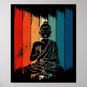 Meditating Buddha Vintage Retro Buddha Poster
