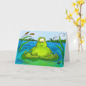 Meditating frog art print card kaart (Gele Bloem)