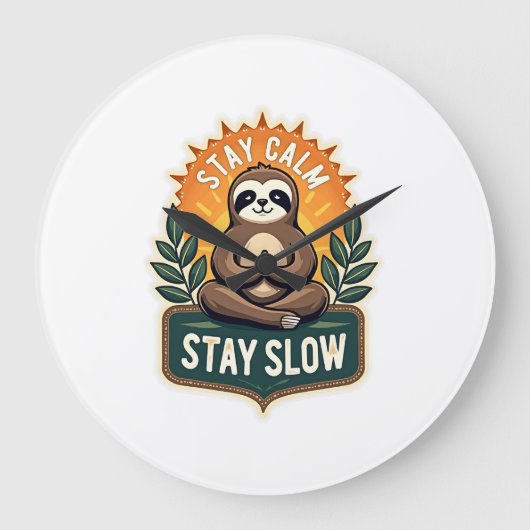 Meditating Sloth Vintage Relaxte Geest T-Shirt 2 Grote Klok (Voorkant)