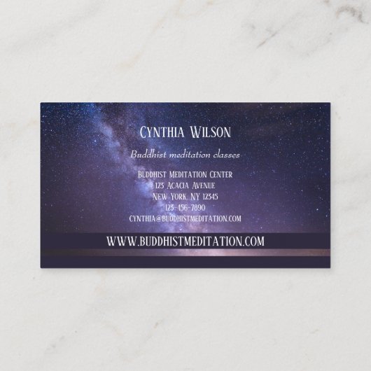 Méditation bouddhiste Carte de visite enseignant (Dos)