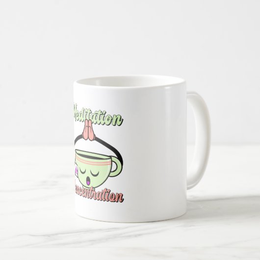 Méditation Concentration Cute Café Mug Kawaii (Devant droit)