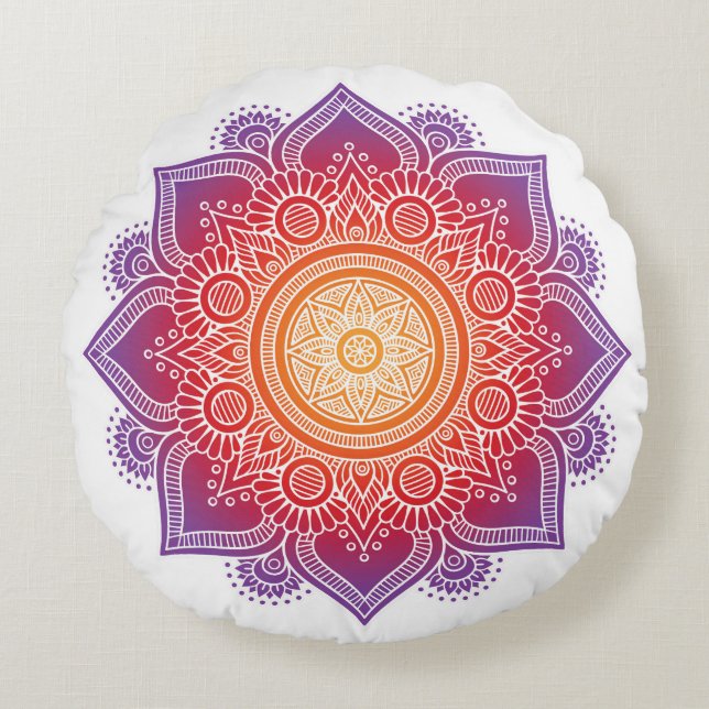 Méditation coussin couleur chaude mandala (Devant)